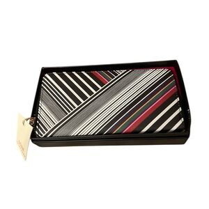 Trina Turk Black and White Striped Wallet with Colorful Accents